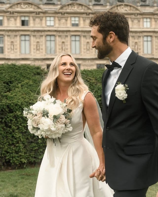 Bouquet Rond de Mariée & Boutonnière – Blanc & Blush
