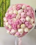 Bouquet de 50 pivoines blanc et rose Duchesse