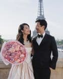 Bouquet de fiançailles – Tulipes et pivoines roses