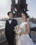 Set de cérémonie – Deux compositions au sol, bouquet de mariée et boutonnière
