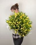 Bouquet de 100 tulipes jaunes
