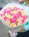Bouquet de 45 roses blanc-rose