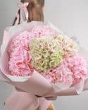 Bouquet de 7 hortensias roses