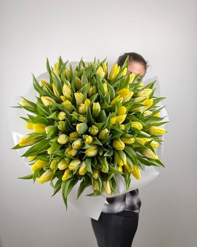 Bouquet de 100 tulipes jaunes