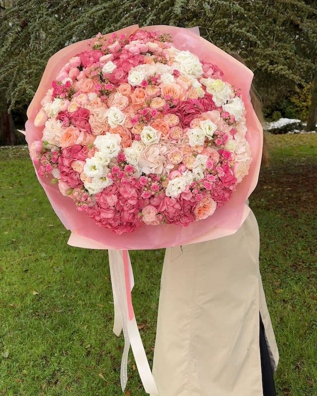 Bouquet premium dans des tons pêche et rose