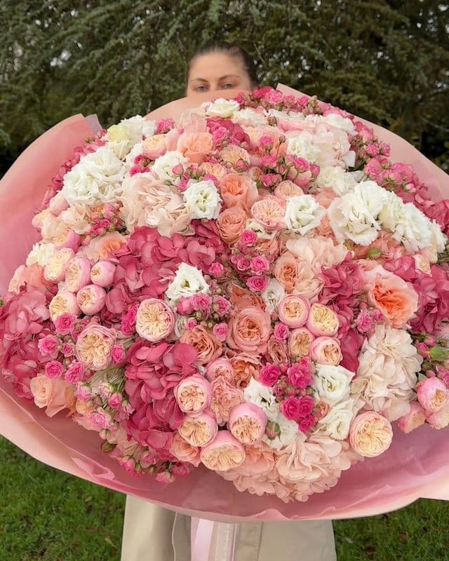 Bouquet premium dans des tons pêche et rose
