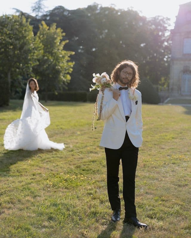 Bouquet de Mariée Pêche & Vert