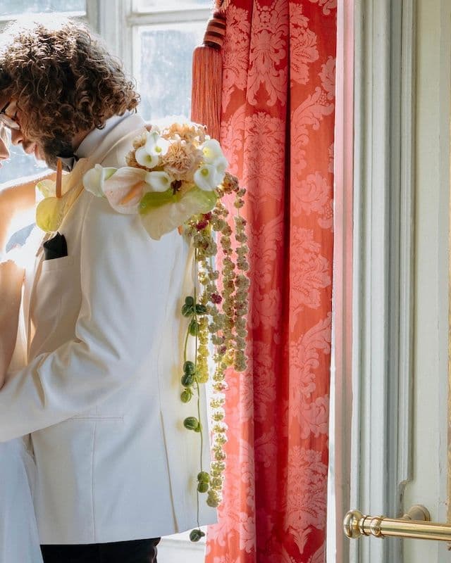 Bouquet de Mariée Pêche & Vert