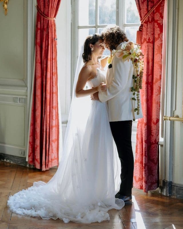 Bouquet de Mariée Pêche & Vert