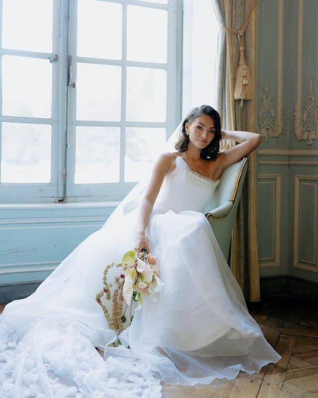 Bouquet de Mariée Pêche & Vert