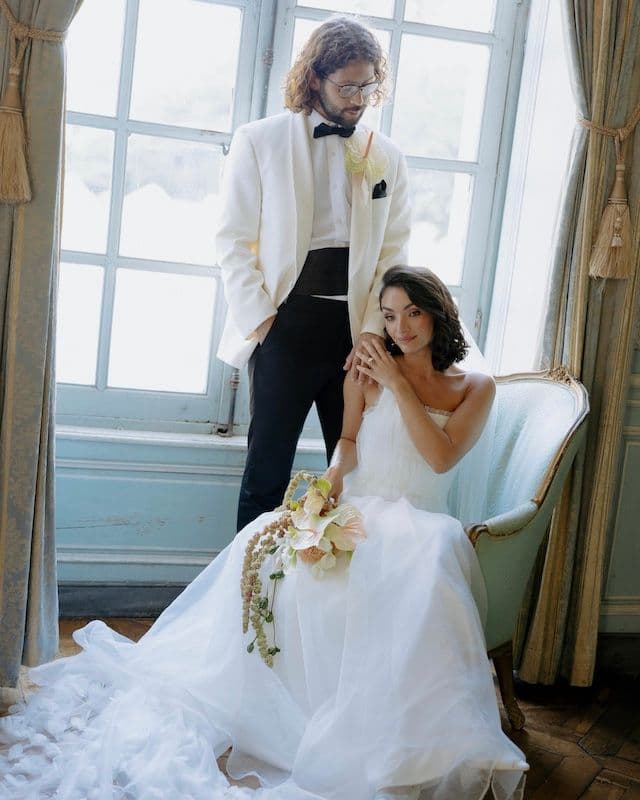 Bouquet de Mariée Pêche & Vert