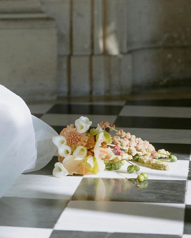 Bouquet de Mariée Pêche & Vert