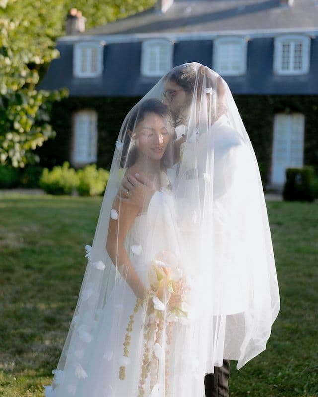 Bouquet de Mariée Pêche & Vert